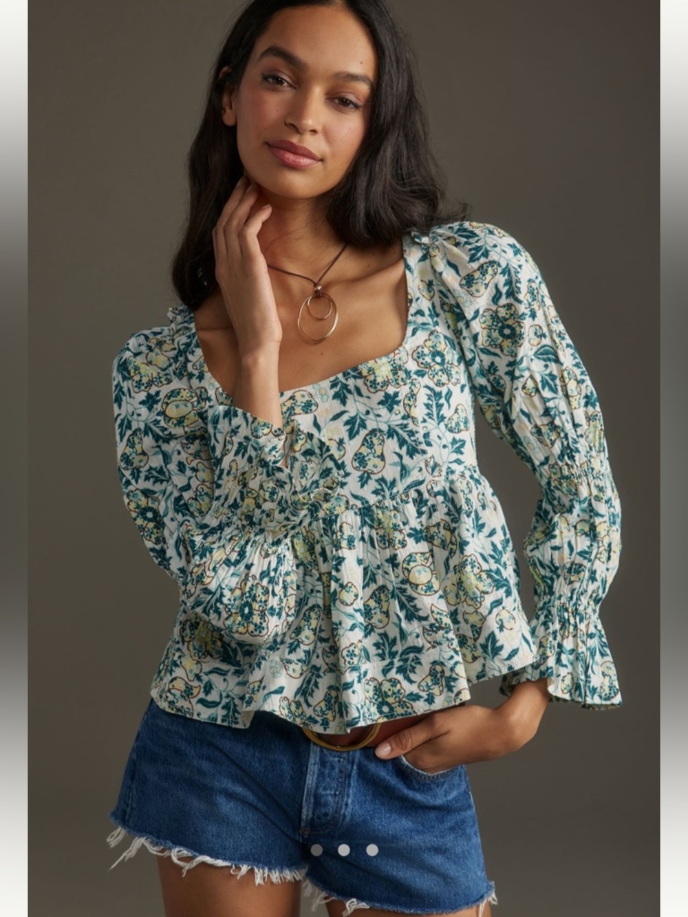 Anthropologie Pilcro Long-Sleeve Babydoll Top